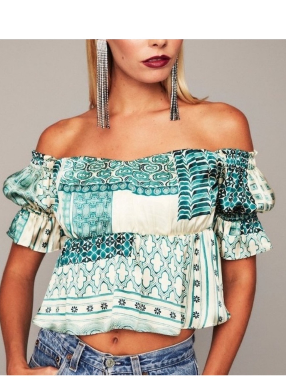 Stone cold fox 100% silk printed blouse - size 1